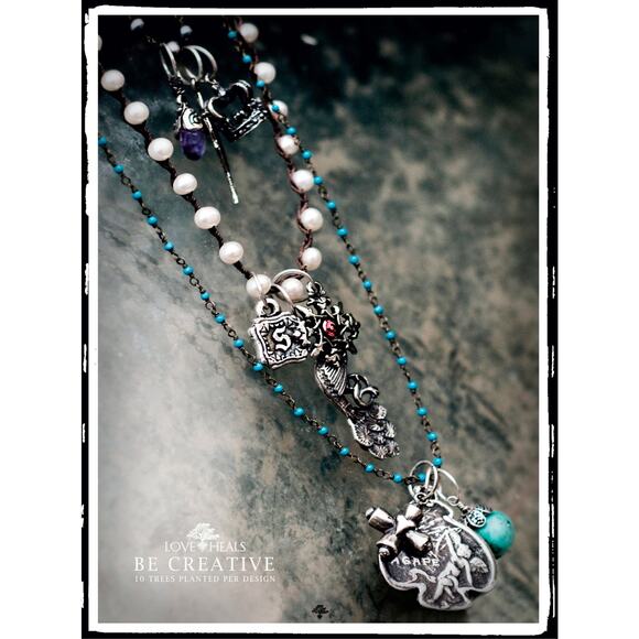 Love Heals Blue Zircon DECEMBER Birthstone Round White Bronze Charm LH93 - Picture 8 of 8